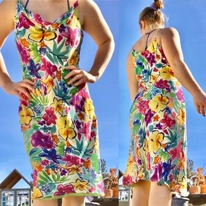 Painted Floral Silk Maxi Vintage Easter Dress